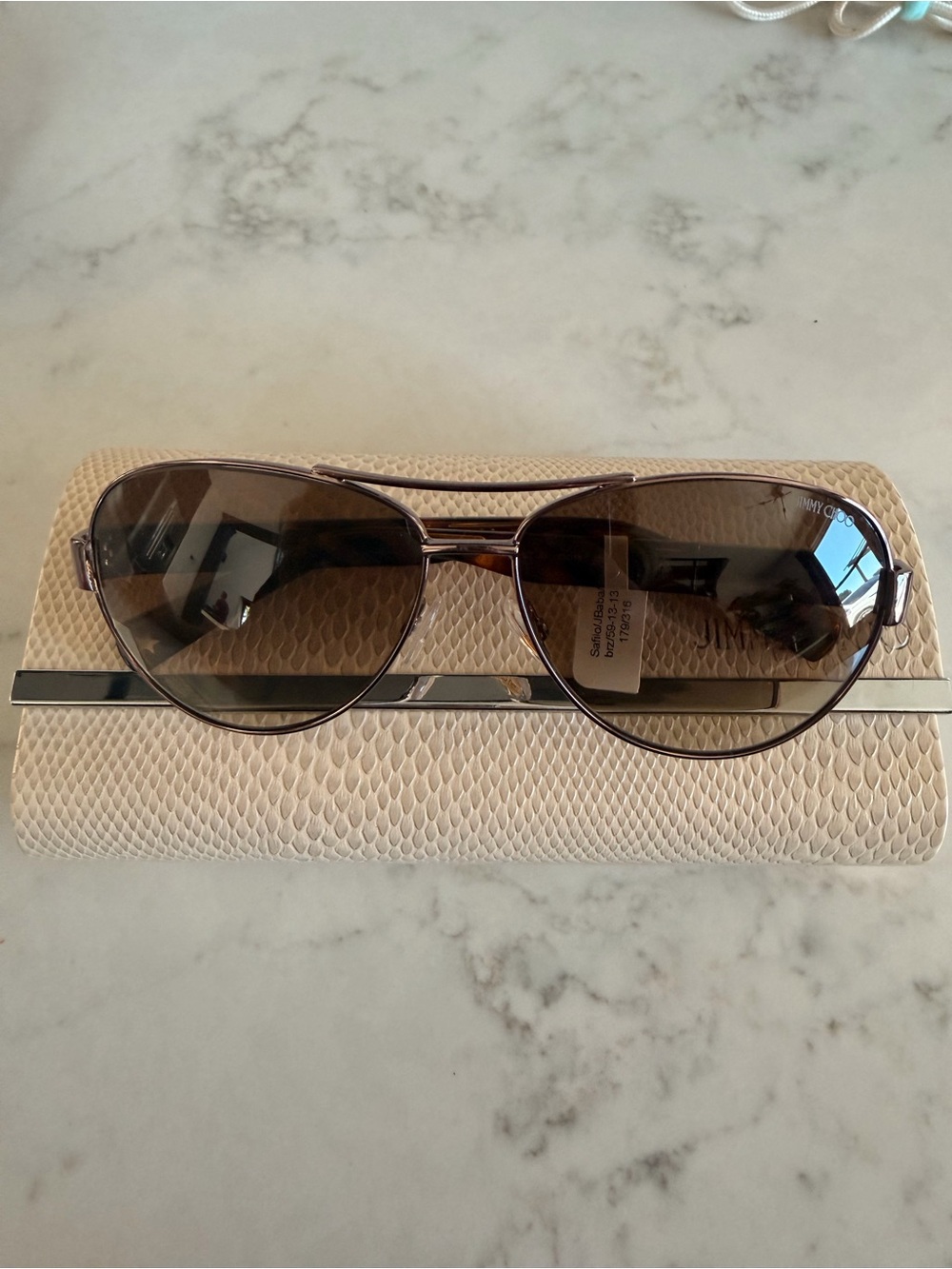 Jimmy Choo Brown Tinted Aviator Sunglasses